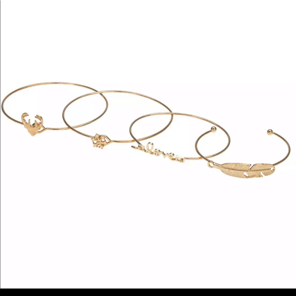 NEW 4 PIECE GOLD BANGLE BRACELET SET - Picture 2 of 2